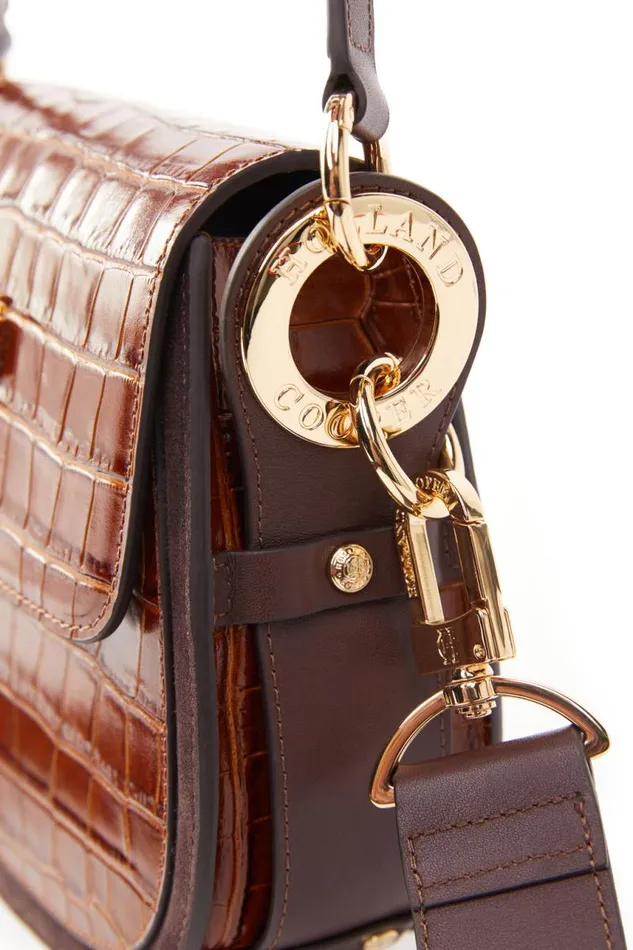 Women Bags Holland Cooper Chelsea Saddle Bag Tan Croc Women Bags Holland Cooper Chelsea Saddle Bag Tan Croc