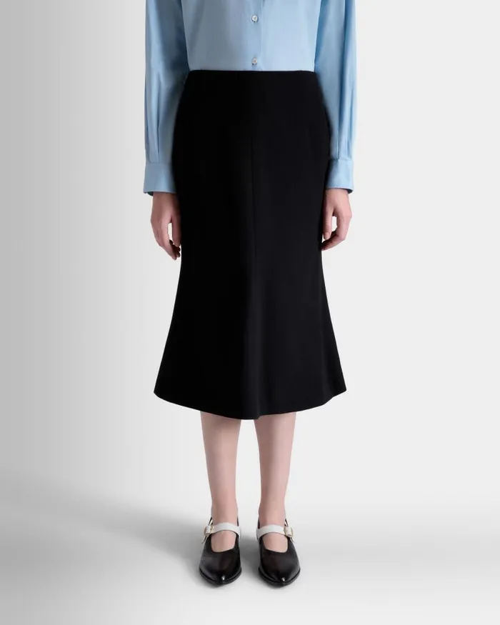 Women Bally Dresses and Skirts Midi Skirt In Black Wool Blend Black Women Bally Dresses and Skirts Midi Skirt In Black Wool Blend Black