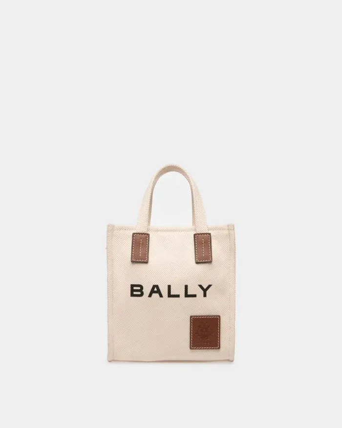 Women Bally Mini and Belt Bags Akelei Mini Tote Bag In Canvas Beige