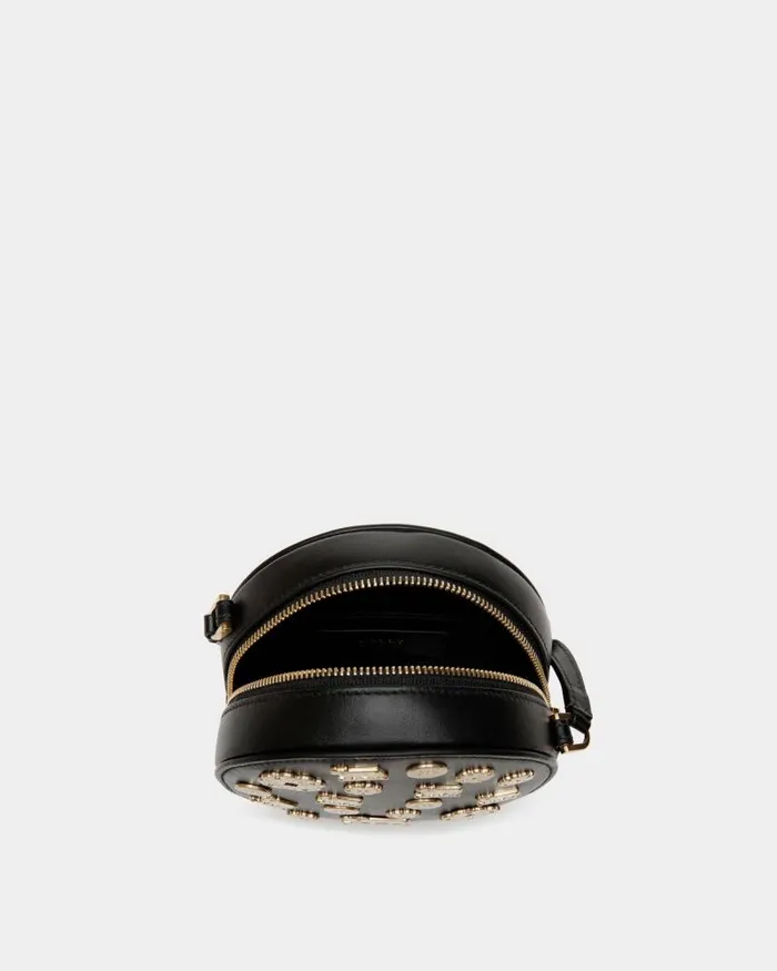 Women Bally Mini and Belt Bags Swissness Round Minibag With Studs In Black Leather Black Women Bally Mini and Belt Bags Swissness Round Minibag With Studs In Black Leather Black