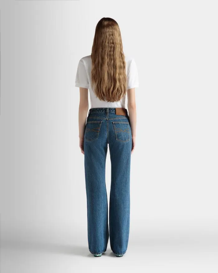 Women Bally Pants Flared Denim Pants In Medium Blue Cotton Blue Women Bally Pants Flared Denim Pants In Medium Blue Cotton Blue