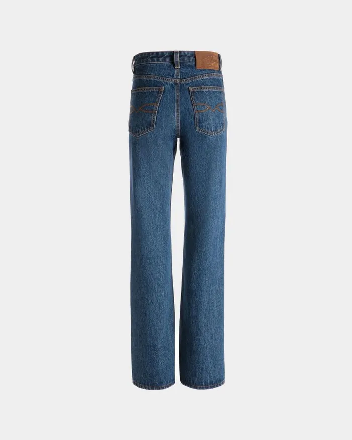 Women Bally Pants Flared Denim Pants In Medium Blue Cotton Blue Women Bally Pants Flared Denim Pants In Medium Blue Cotton Blue