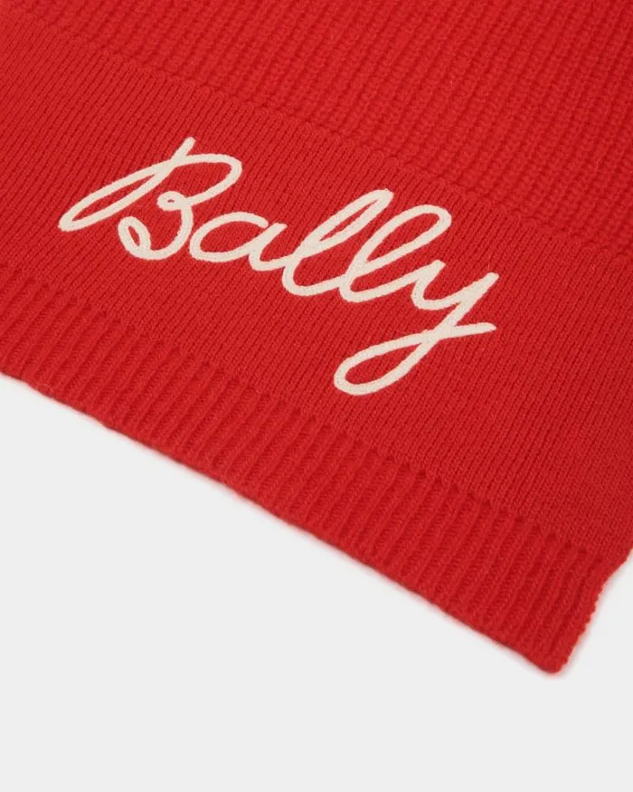 Women Bally Scarves Scarf With Logo In Candy Red Wool Red Women Bally Scarves Scarf With Logo In Candy Red Wool Red