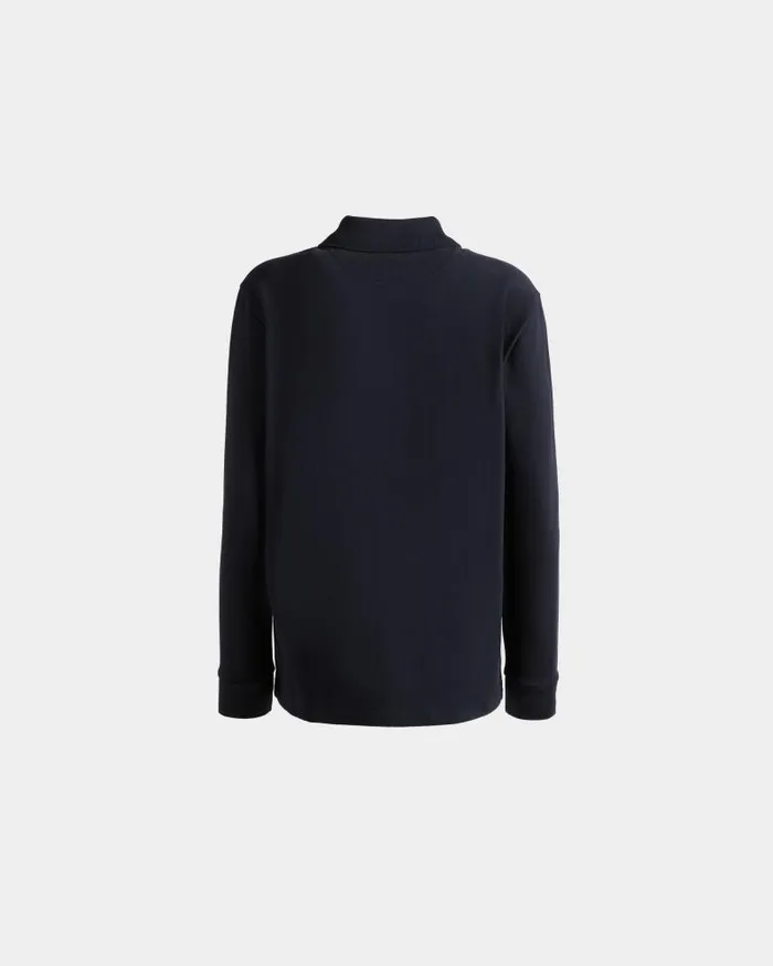 Women Bally Shirts and TShirts Long Sleeve Polo With A Bally Crest Logo In Navy Blue Cotton Blue Women Bally Shirts and TShirts Long Sleeve Polo With A Bally Crest Logo In Navy Blue Cotton Blue