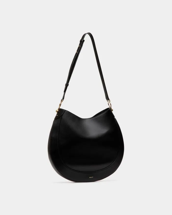Women Bally Shoulder Bags Lune Hobo Bag In Black Leather Black Women Bally Shoulder Bags Lune Hobo Bag In Black Leather Black