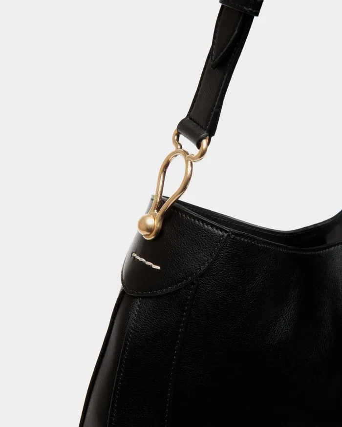 Women Bally Shoulder Bags Lune Hobo Bag In Black Leather Black Women Bally Shoulder Bags Lune Hobo Bag In Black Leather Black