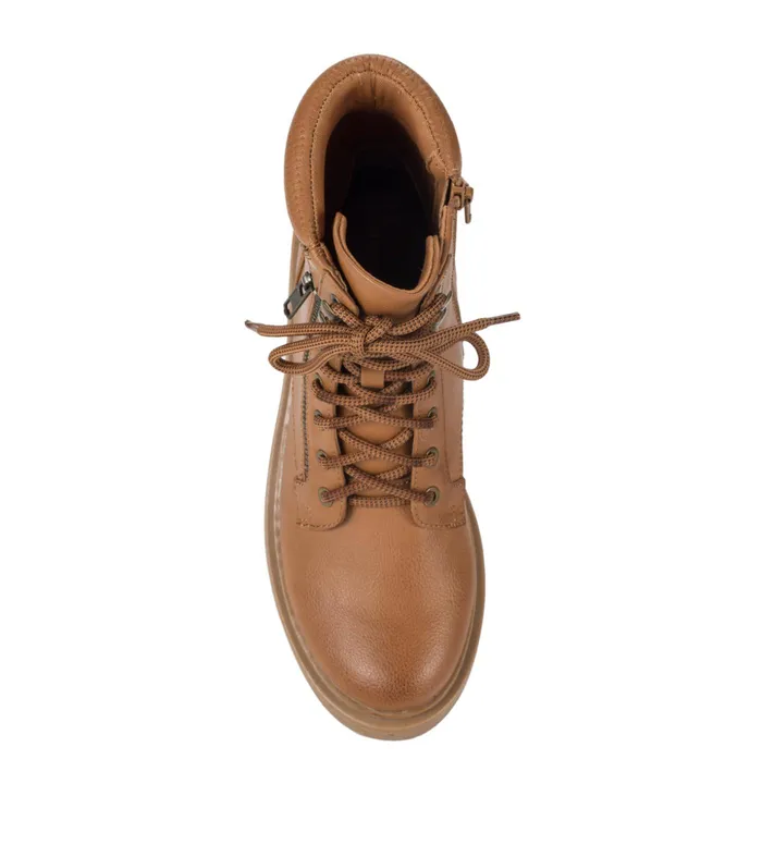 Women Baretraps Booties Holden Lace Up Bootie Dark Cognac