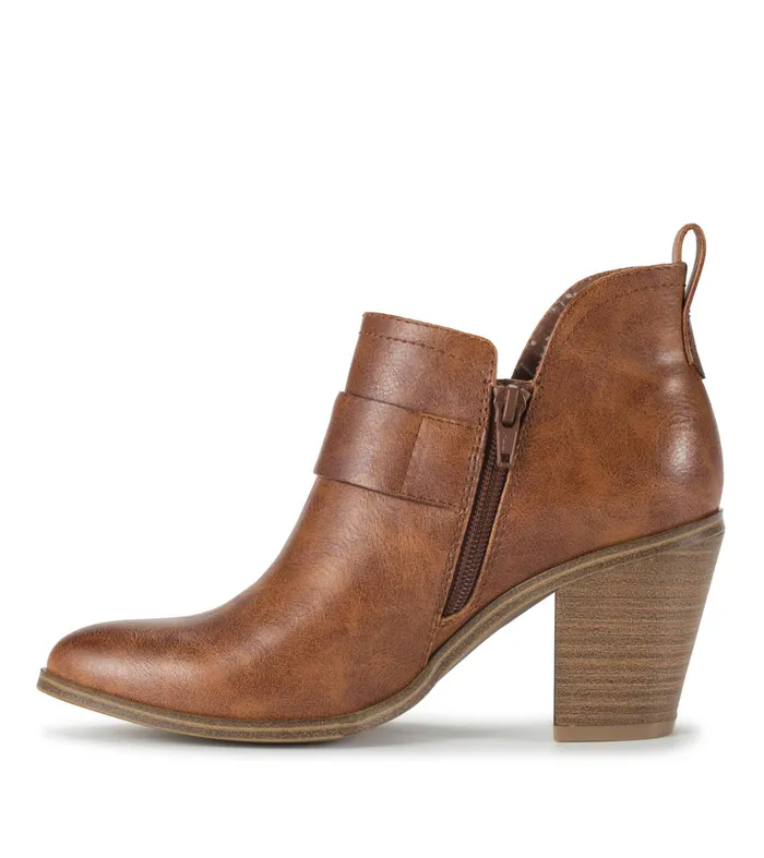 Women Baretraps Booties Karina Block Heel Ankle Bootie Brown