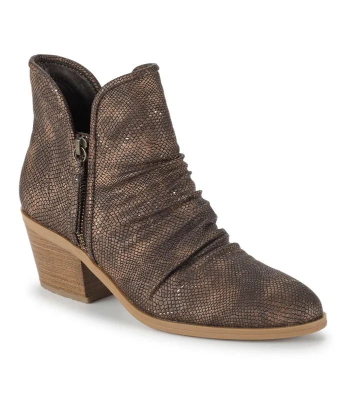 Women Baretraps Booties Serenity Block Heel Bootie Taupe Metallic