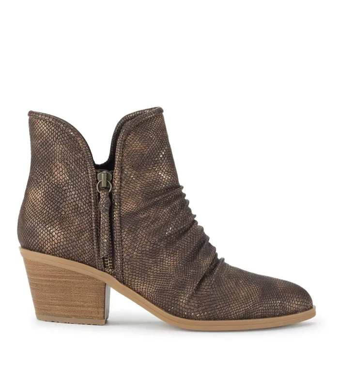 Women Baretraps Booties Serenity Block Heel Bootie Taupe Metallic