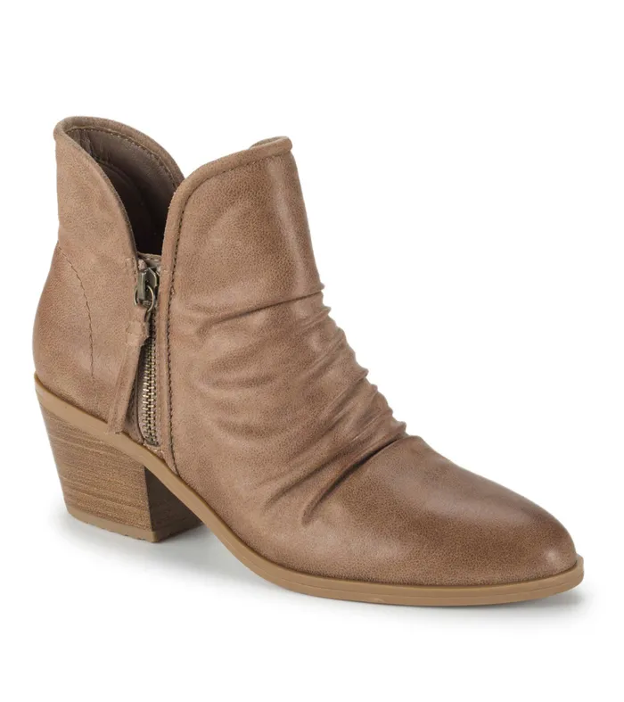 Women Baretraps Booties Serenity Block Heel Bootie Taupe Microfiber