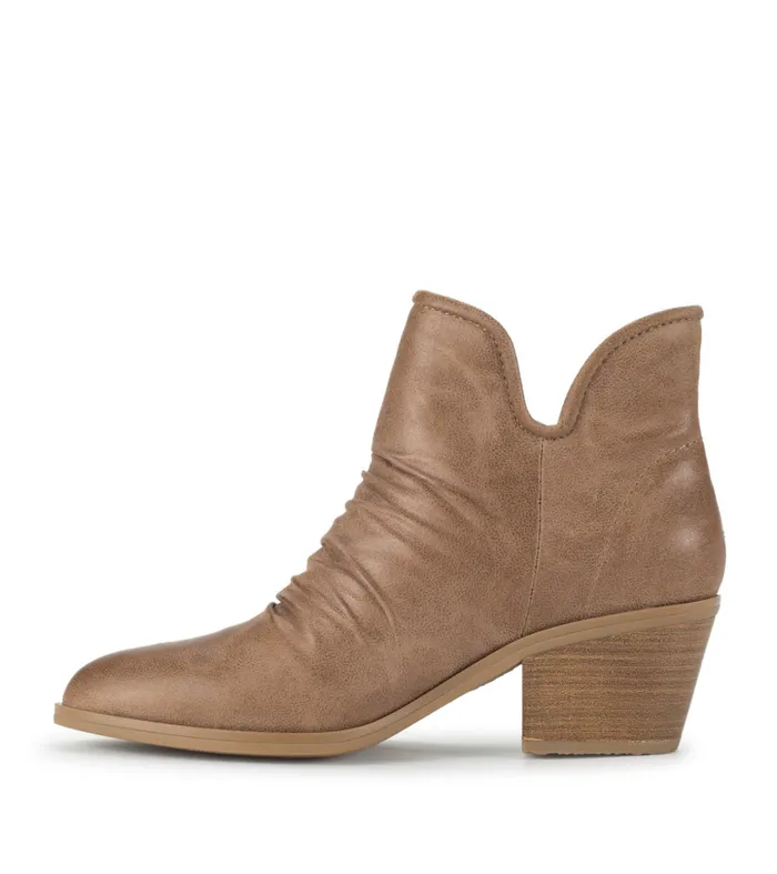 Women Baretraps Booties Serenity Block Heel Bootie Taupe Microfiber