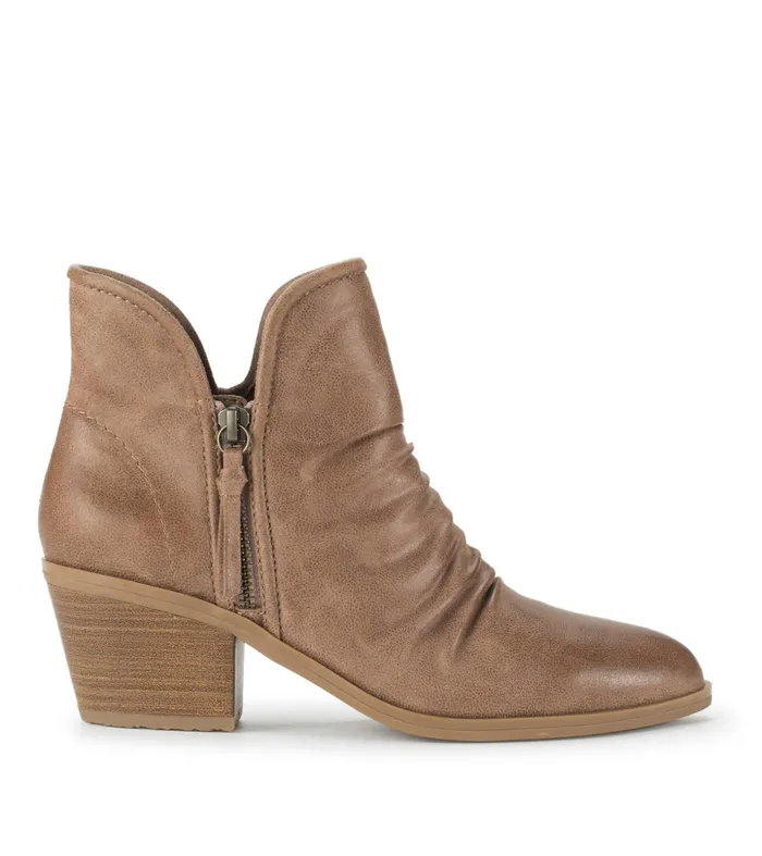 Women Baretraps Booties Serenity Block Heel Bootie Taupe Microfiber