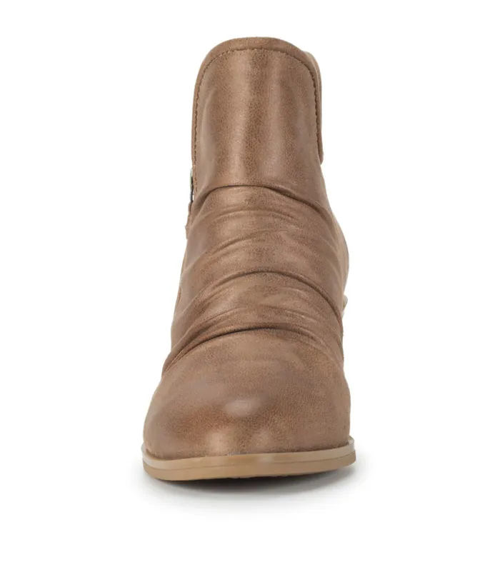 Women Baretraps Booties Serenity Block Heel Bootie Taupe Microfiber