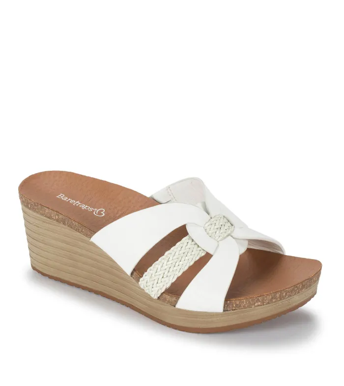 Women Baretraps Slides and Slip On Sandals Yadora Wedge Slide Sandal White