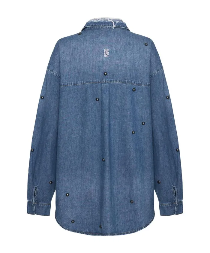 Women BAY BLUE STUDDED CURTIS DENIM SHIRT One Teaspoon Denim Tops Women BAY BLUE STUDDED CURTIS DENIM SHIRT One Teaspoon Denim Tops