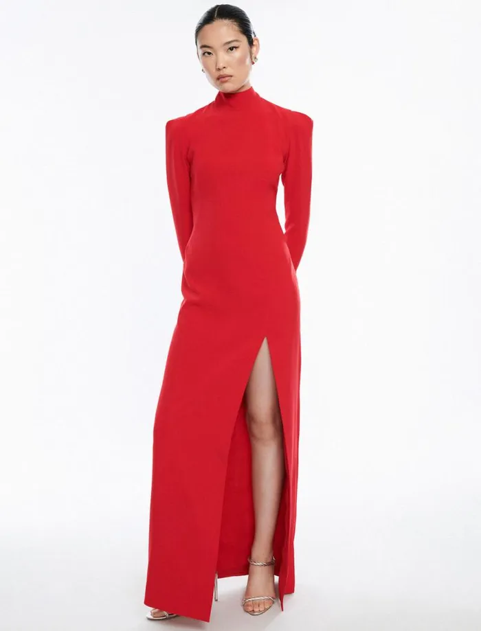 Women Beatrix Mock Neck Gown Carmine Red BCBG Dresses Women Beatrix Mock Neck Gown Carmine Red BCBG Dresses