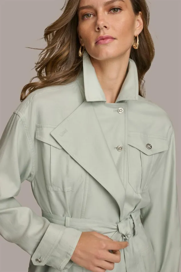 Women BELTED UTILITY JACKET Blue Frost Donna Karan New York Jackets And Blazers Women BELTED UTILITY JACKET Blue Frost Donna Karan New York Jackets And Blazers