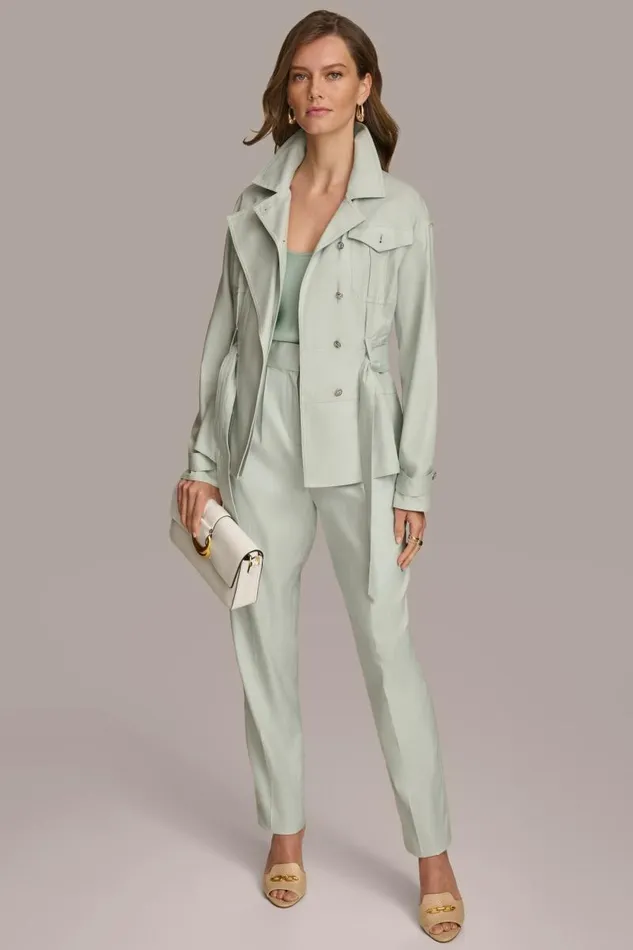 Women BELTED UTILITY JACKET Blue Frost Donna Karan New York Jackets And Blazers Women BELTED UTILITY JACKET Blue Frost Donna Karan New York Jackets And Blazers