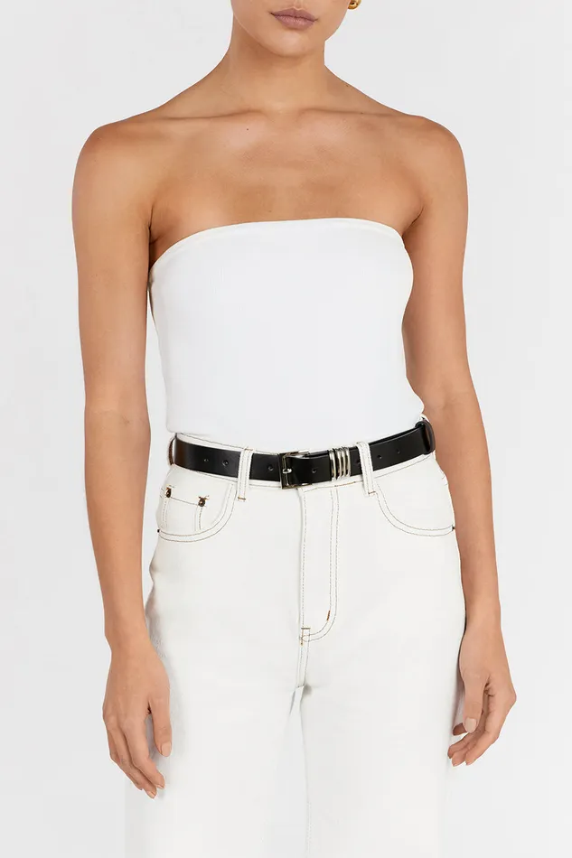 Women Belts DISSH BRUNO BLACK AND SILVER LEATHER BELT