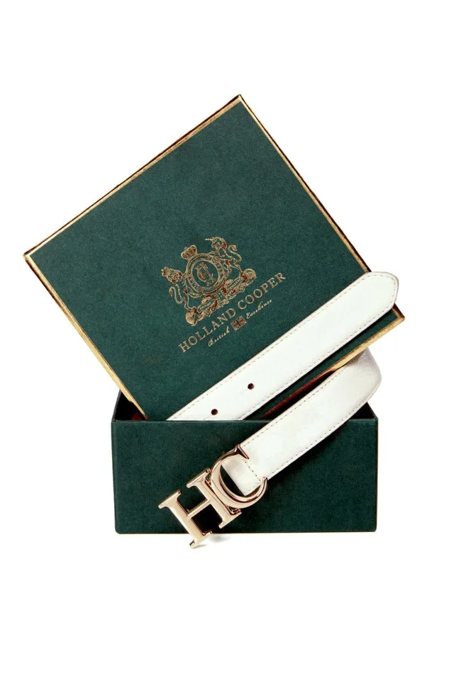 Women Belts Holland Cooper Atelier Slim Logo Belt Off White