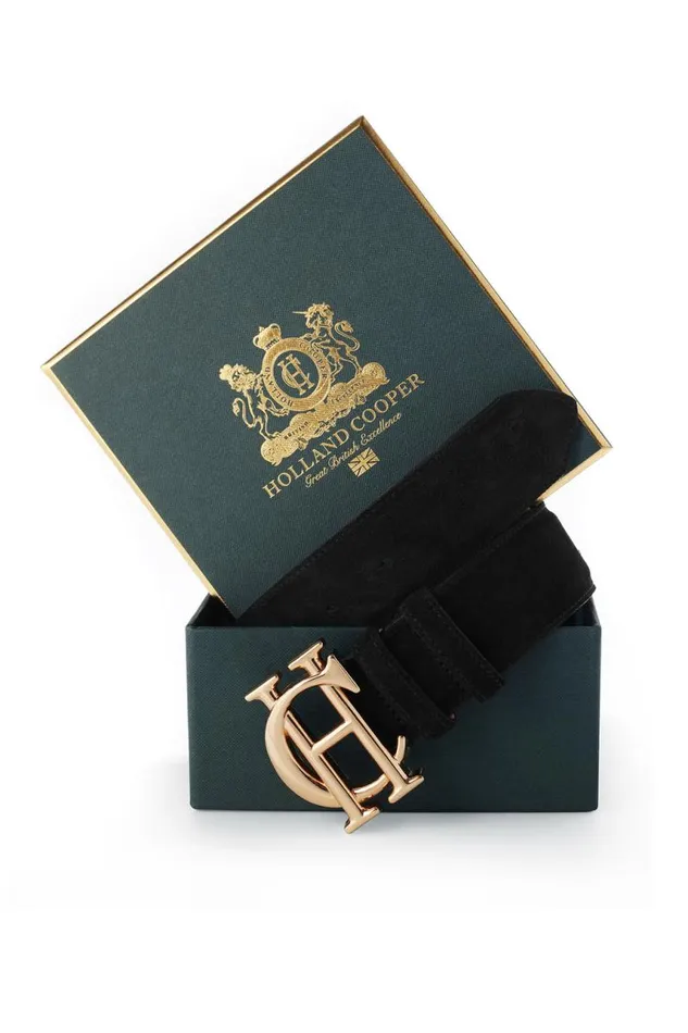 Women Belts Holland Cooper HC Classic Belt Suede Black