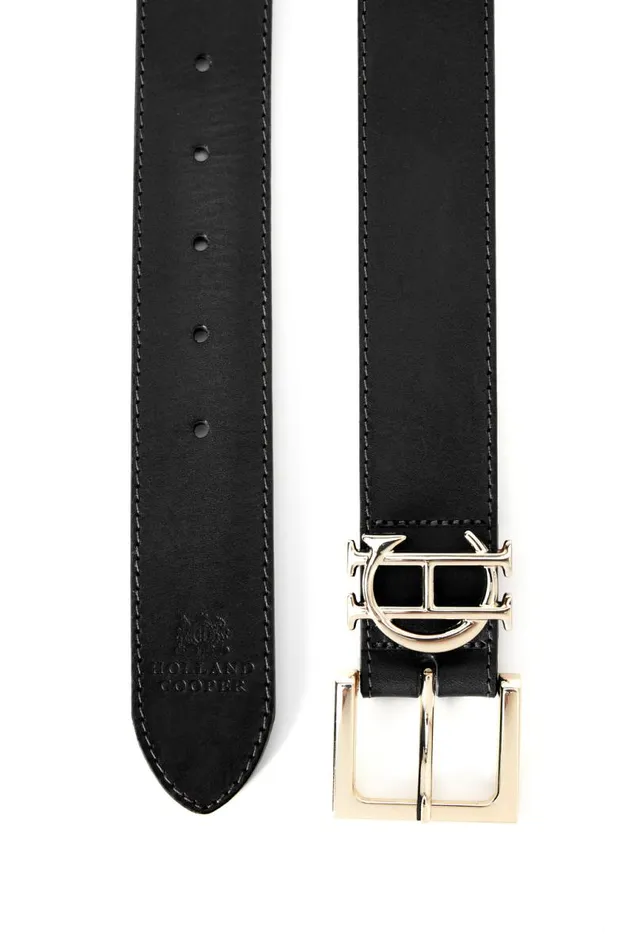 Women Belts Holland Cooper HC Classic Logo Belt Black Women Belts Holland Cooper HC Classic Logo Belt Black