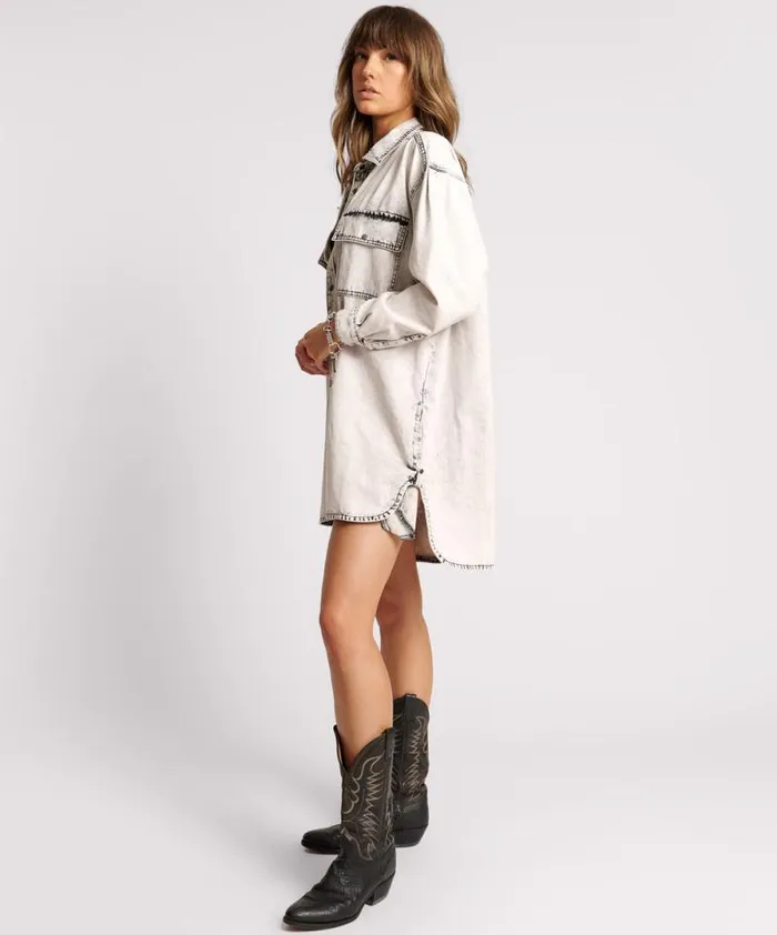 Women BIANCO NIXIE DENIM SHIRT DRESS One Teaspoon Denim Dresses Women BIANCO NIXIE DENIM SHIRT DRESS One Teaspoon Denim Dresses