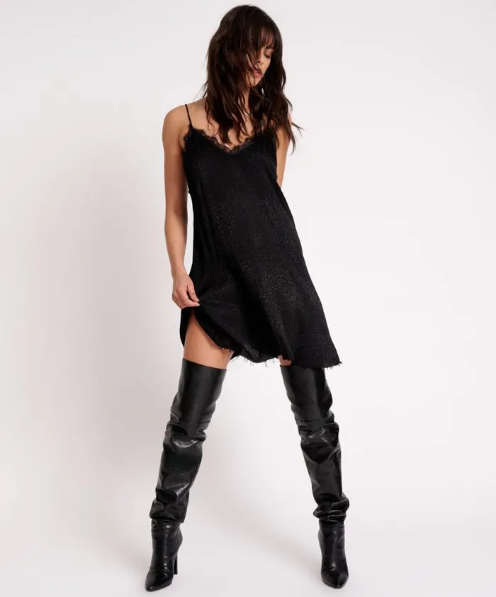 Women BLACK ANGEL DELIRIOUS SLIP DRESS One Teaspoon Mini Dresses