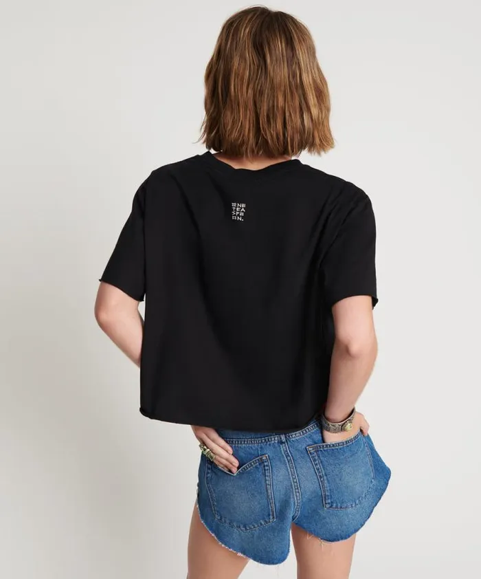Women BLACK CROPPED SPACE PUNK TEE One Teaspoon Tees and Tanks Women BLACK CROPPED SPACE PUNK TEE One Teaspoon Tees and Tanks
