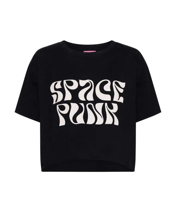 Women BLACK CROPPED SPACE PUNK TEE One Teaspoon Tees and Tanks Women BLACK CROPPED SPACE PUNK TEE One Teaspoon Tees and Tanks