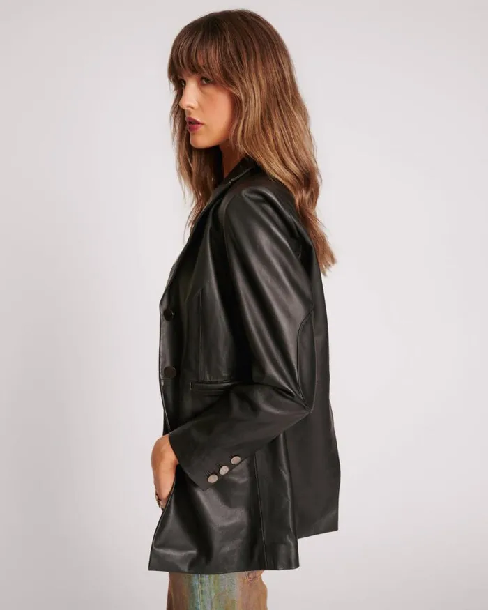 Women BLACK LEATHER BLAZER One Teaspoon Leather Women BLACK LEATHER BLAZER One Teaspoon Leather