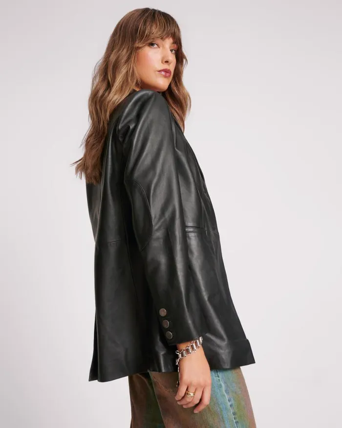 Women BLACK LEATHER BLAZER One Teaspoon Leather Women BLACK LEATHER BLAZER One Teaspoon Leather