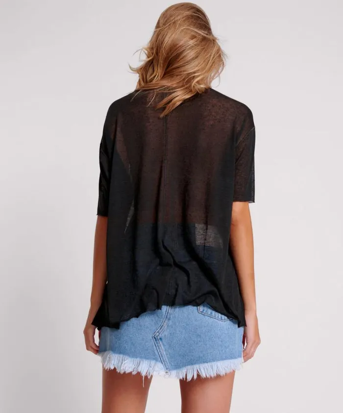 Women BLACK SPLIT SEAM TEE One Teaspoon Tops Women BLACK SPLIT SEAM TEE One Teaspoon Tops