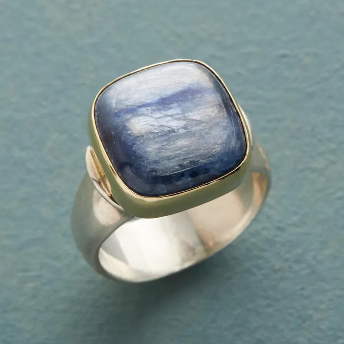 Women Blue Squared Ring Sundance Catalog Rings