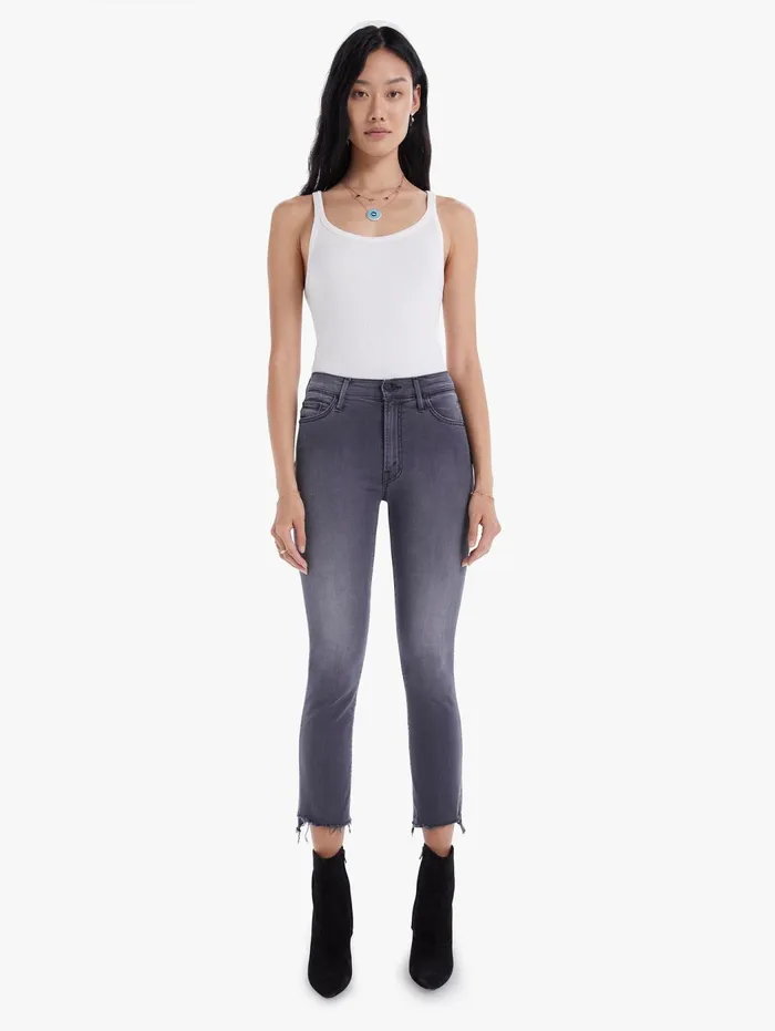 Women Bootcut Mother Denim The Insider Crop Step Fray Charcoal