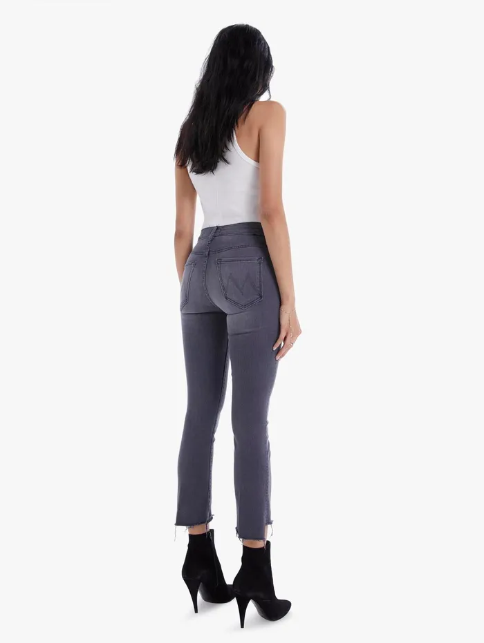 Women Bootcut Mother Denim The Insider Crop Step Fray Charcoal
