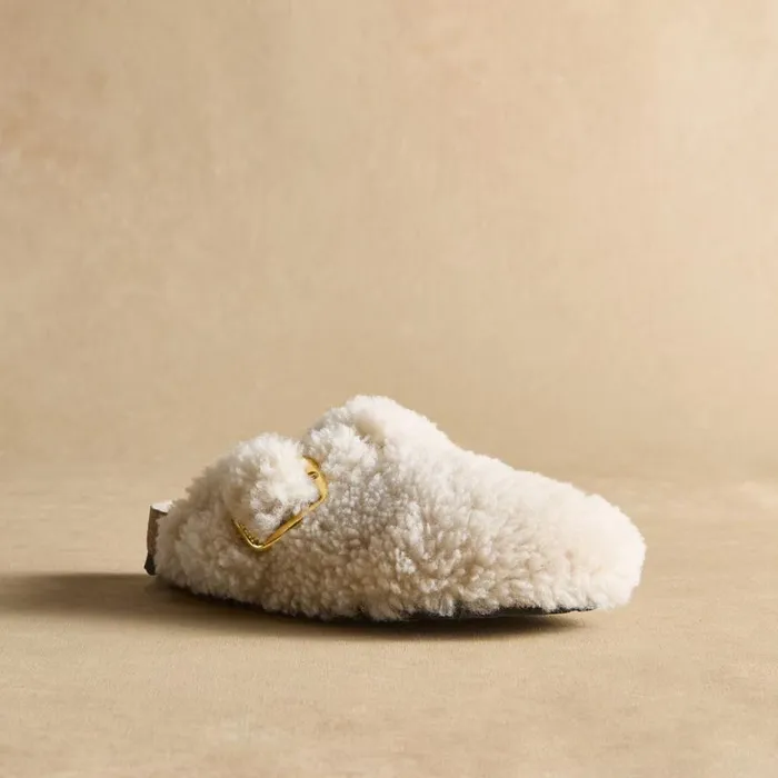 Women Boston Big Buckle Teddy Slides Eggshell Sundance Catalog Shoes Women Boston Big Buckle Teddy Slides Eggshell Sundance Catalog Shoes