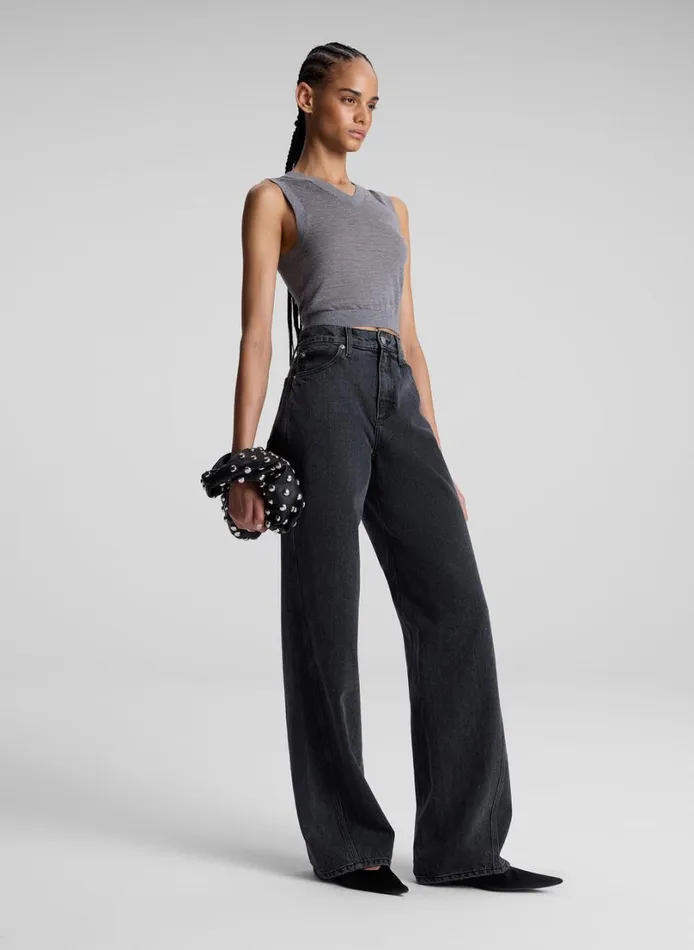 Women Bottoms ALC Abbott II Denim Jean Washed Black