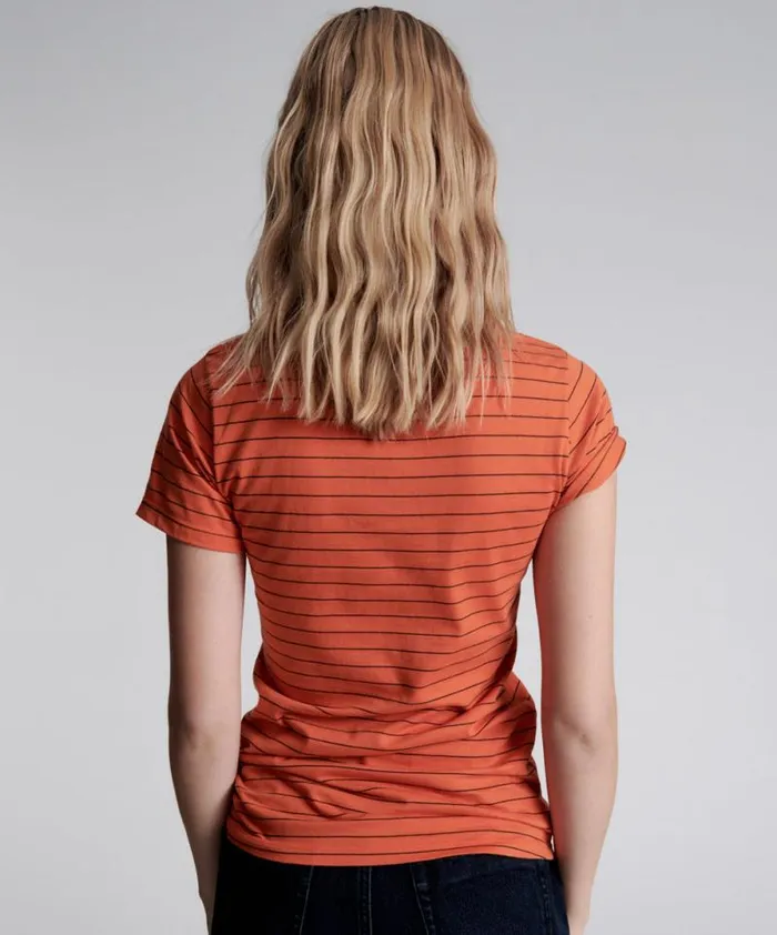 Women BOWER BIRD EMBROIDERED LOGO FITTED TEE ORANGE One Teaspoon Basic Tees Women BOWER BIRD EMBROIDERED LOGO FITTED TEE ORANGE One Teaspoon Basic Tees