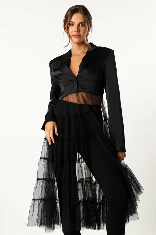 Women Briar Blazer Black Jackets and Coats Petal and Pup
