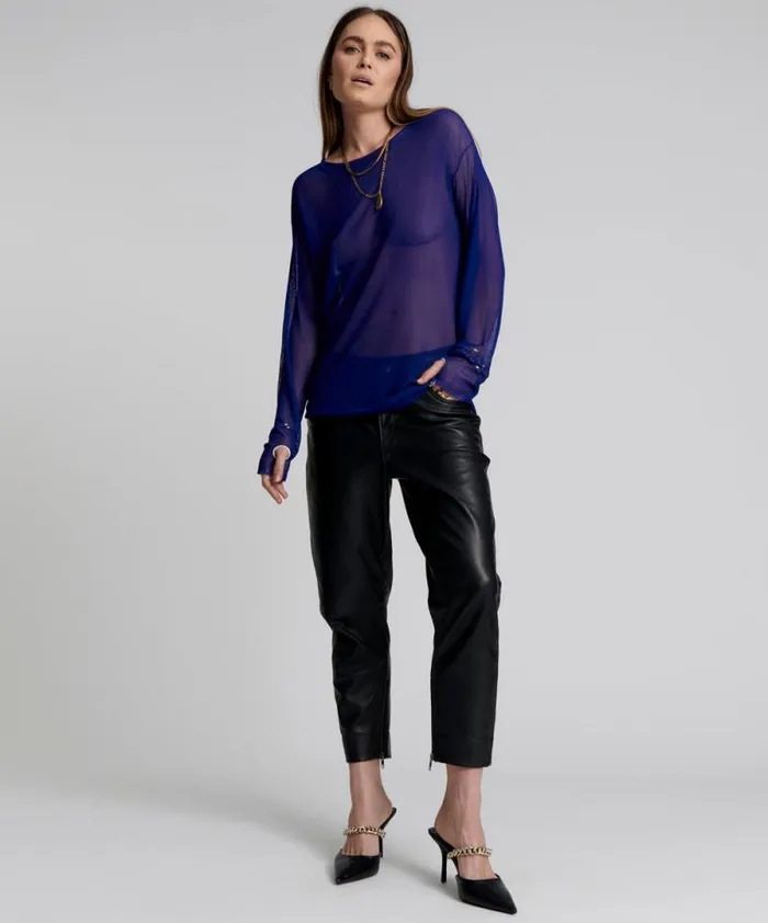 Women BROOKLYN CROPPED LEATHER BOYFRIEND PANT One Teaspoon Bottoms