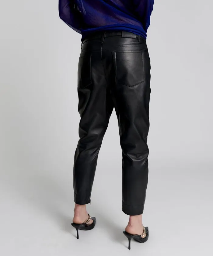 Women BROOKLYN CROPPED LEATHER BOYFRIEND PANT One Teaspoon Bottoms