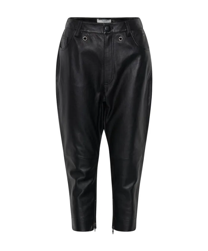 Women BROOKLYN CROPPED LEATHER BOYFRIEND PANT One Teaspoon Bottoms