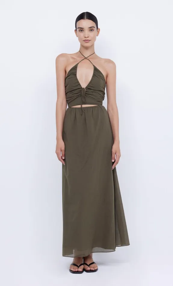 Women CALYPSO HALTER MAXI DRESS 8211 OLIVE GREEN Bec Bridge Maxi Dresses