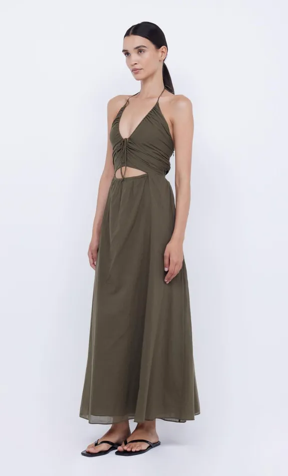 Women CALYPSO HALTER MAXI DRESS 8211 OLIVE GREEN Bec Bridge Maxi Dresses