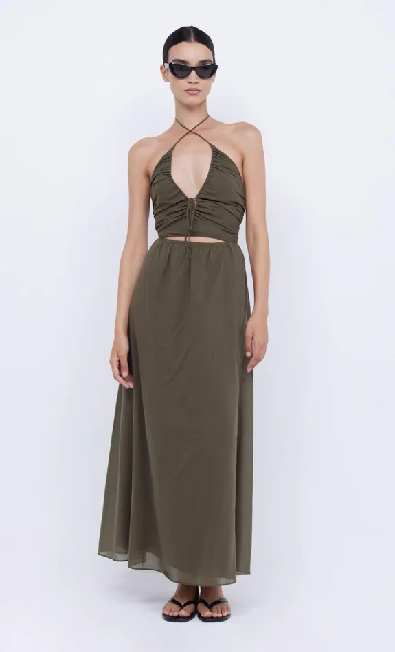 Women CALYPSO HALTER MAXI DRESS 8211 OLIVE GREEN Bec Bridge Maxi Dresses
