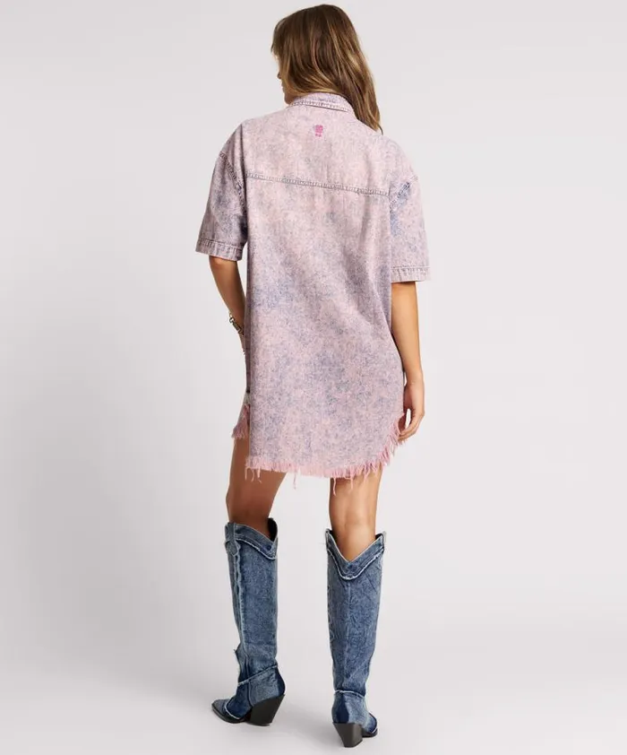 Women CANDY ACID PARIS DENIM SHIRT DRESS One Teaspoon Denim Dresses