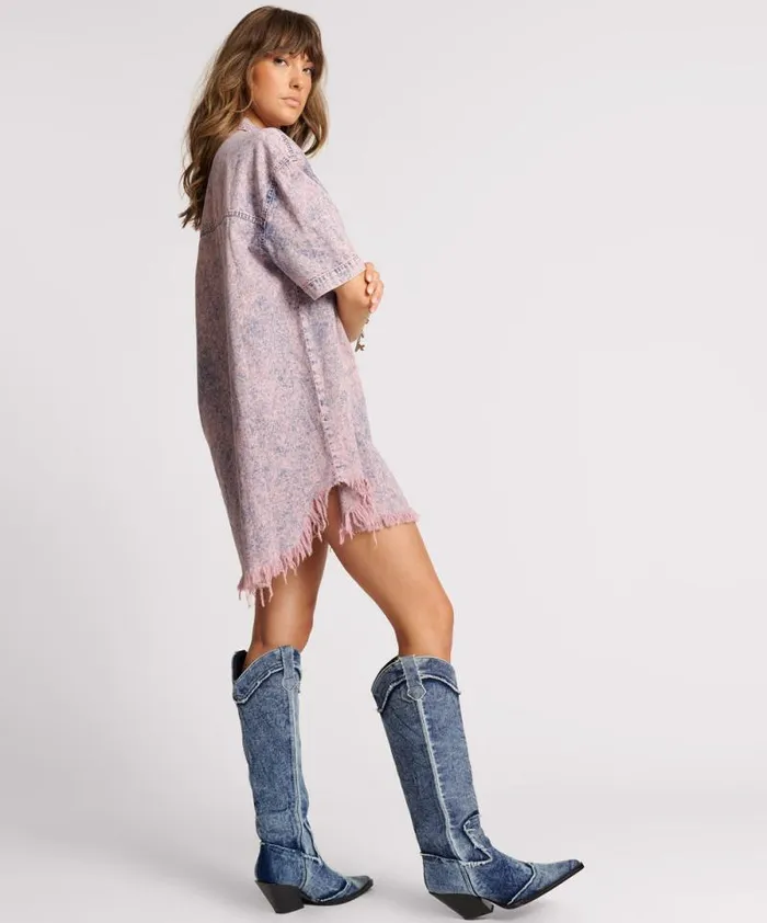 Women CANDY ACID PARIS DENIM SHIRT DRESS One Teaspoon Denim Dresses