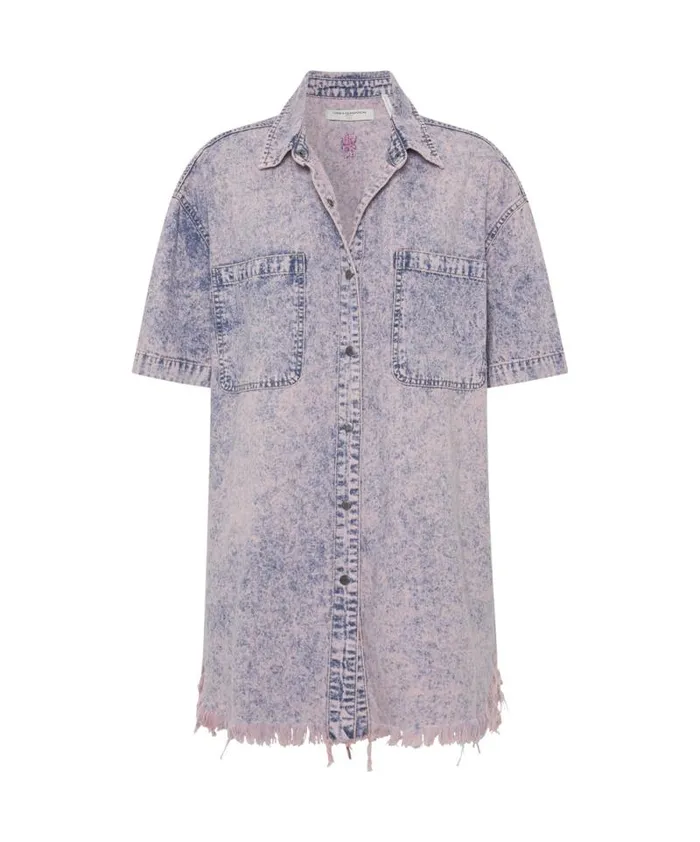 Women CANDY ACID PARIS DENIM SHIRT DRESS One Teaspoon Denim Dresses